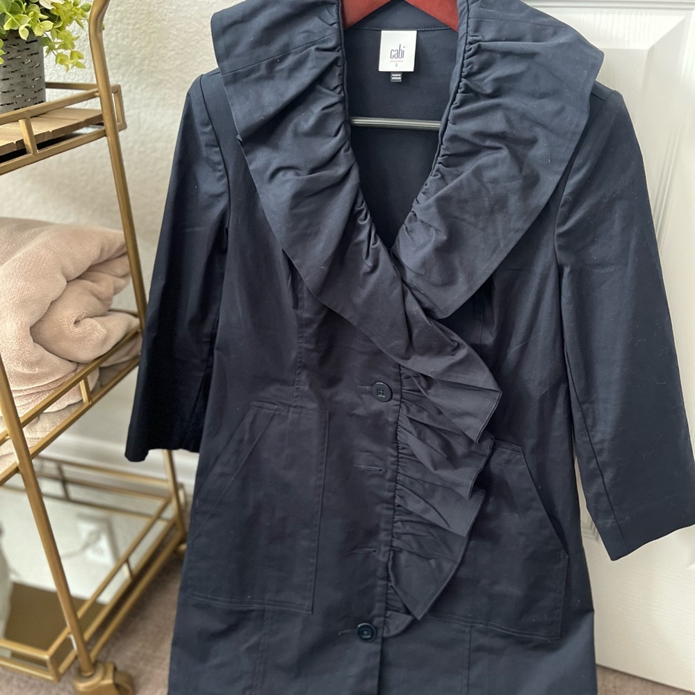 Cabi Pose Ruffle Spring Navy Jacket Small